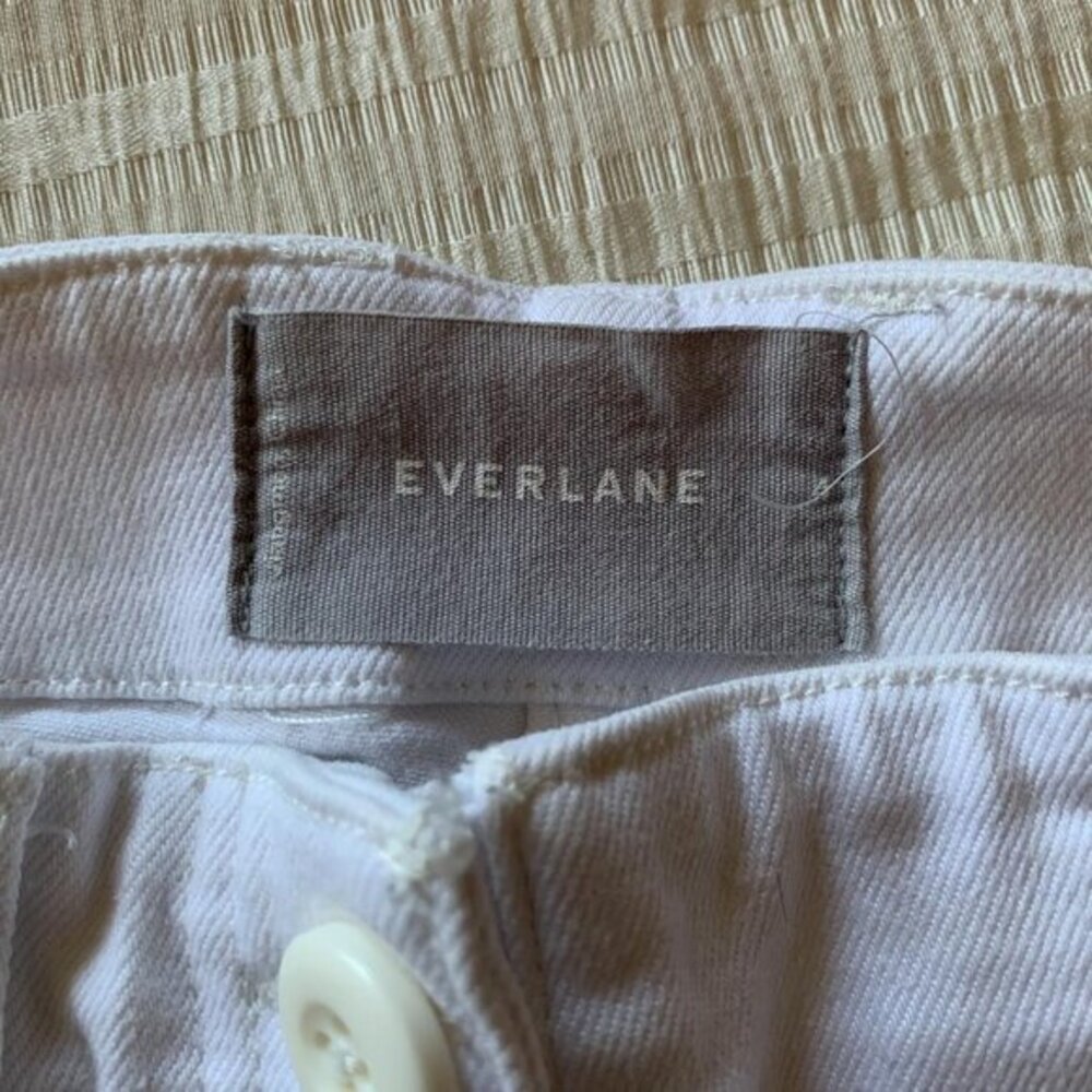 EVERLANE Sz 4 Ecru White Wide Leg Jeans Pants Cropped High Rise Waist Stretch - Picture 6 of 7